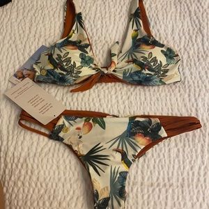 New! Colombian Floral Reversible Bikini Set